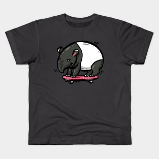 Fat tapir playing surf skate Kids T-Shirt